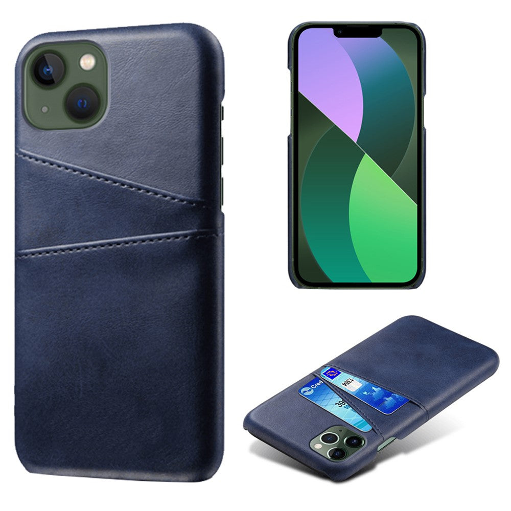 Drop-proof Phone Case for iPhone 14 Plus 6.7 inch, PU Leather Coated Hard PC Phone Shell with Dual Card Slots