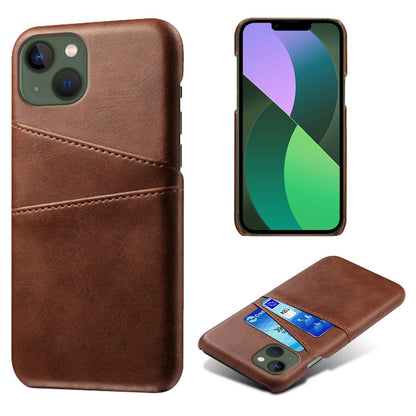 Drop-proof Phone Case for iPhone 14 Plus 6.7 inch, PU Leather Coated Hard PC Phone Shell with Dual Card Slots