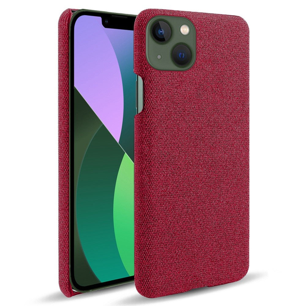 For iPhone 14 Plus 6.7 inch Solid Color Hard PC+Cloth Incomplete Coverage Design Phone Case Cover