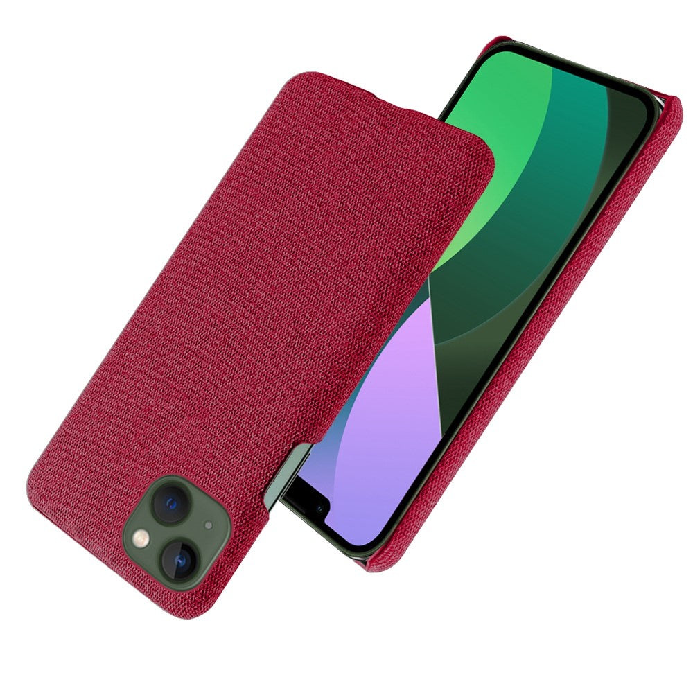 For iPhone 14 Plus 6.7 inch Solid Color Hard PC+Cloth Incomplete Coverage Design Phone Case Cover