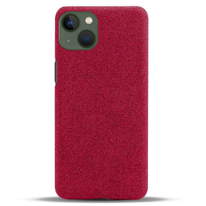 For iPhone 14 Plus 6.7 inch Solid Color Hard PC+Cloth Incomplete Coverage Design Phone Case Cover