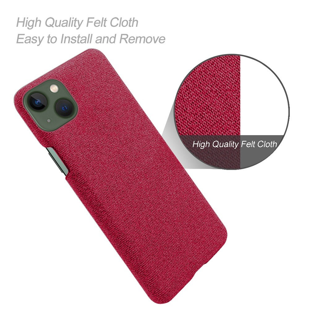For iPhone 14 Plus 6.7 inch Solid Color Hard PC+Cloth Incomplete Coverage Design Phone Case Cover