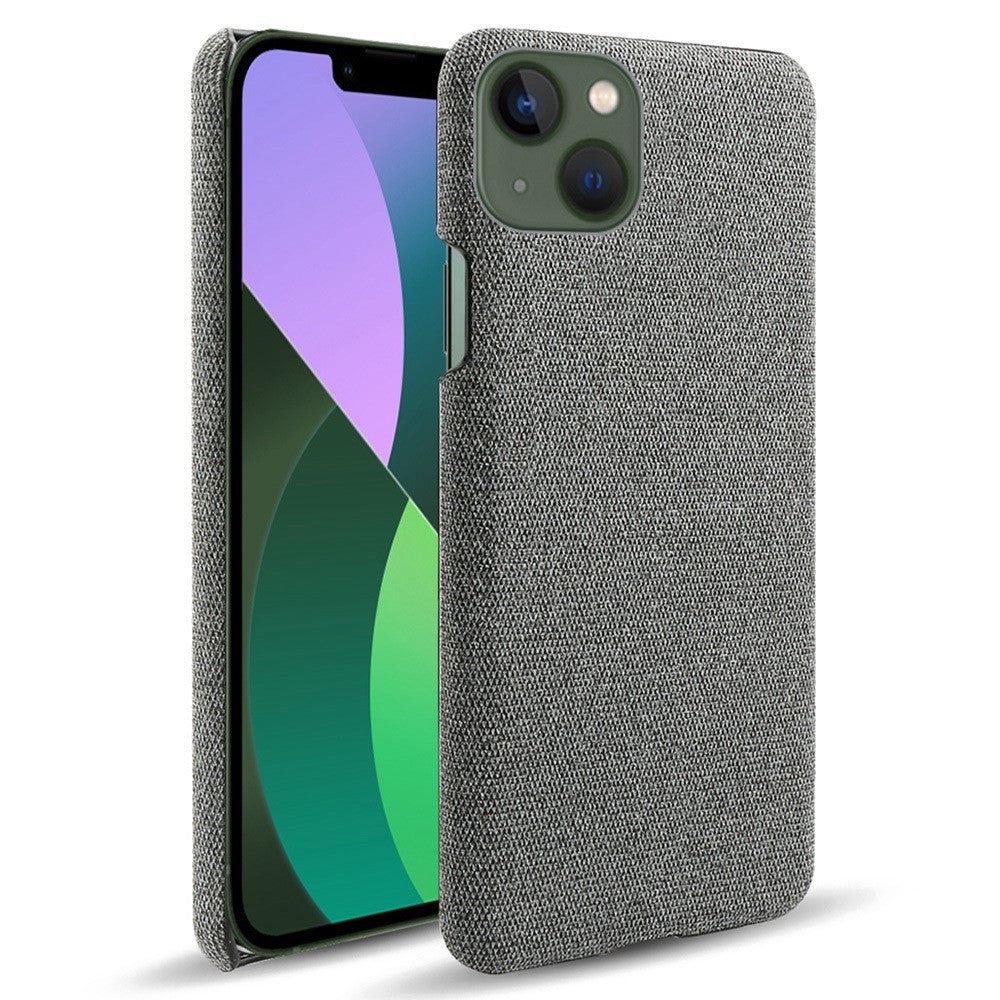 For iPhone 14 Plus 6.7 inch Solid Color Hard PC+Cloth Incomplete Coverage Design Phone Case Cover