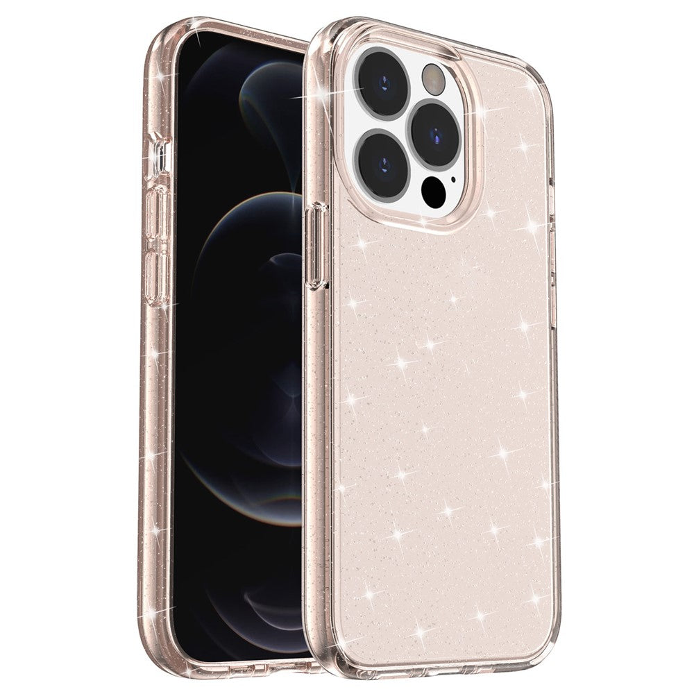 For iPhone 14 Pro Max 6.7 inch Glittery Powder Soft TPU + Hard PC Phone Case Drop-proof Cover