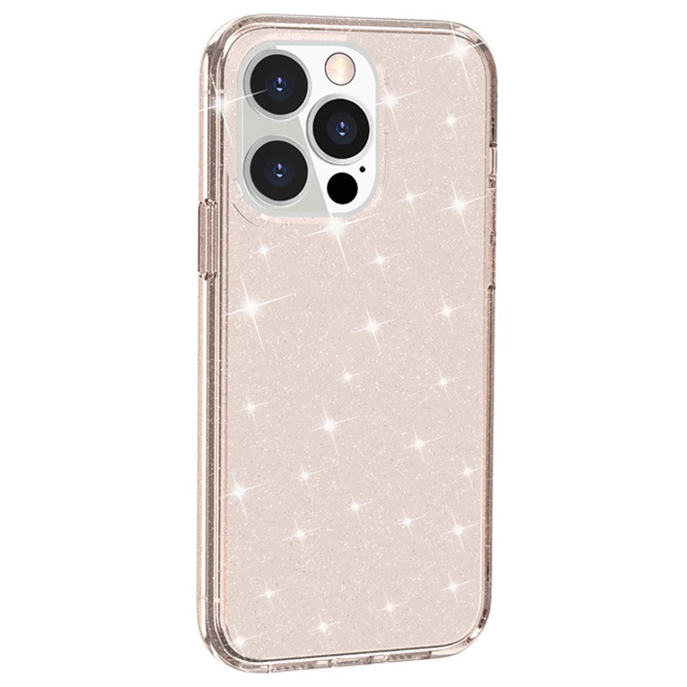 For iPhone 14 Pro Max 6.7 inch Glittery Powder Soft TPU + Hard PC Phone Case Drop-proof Cover