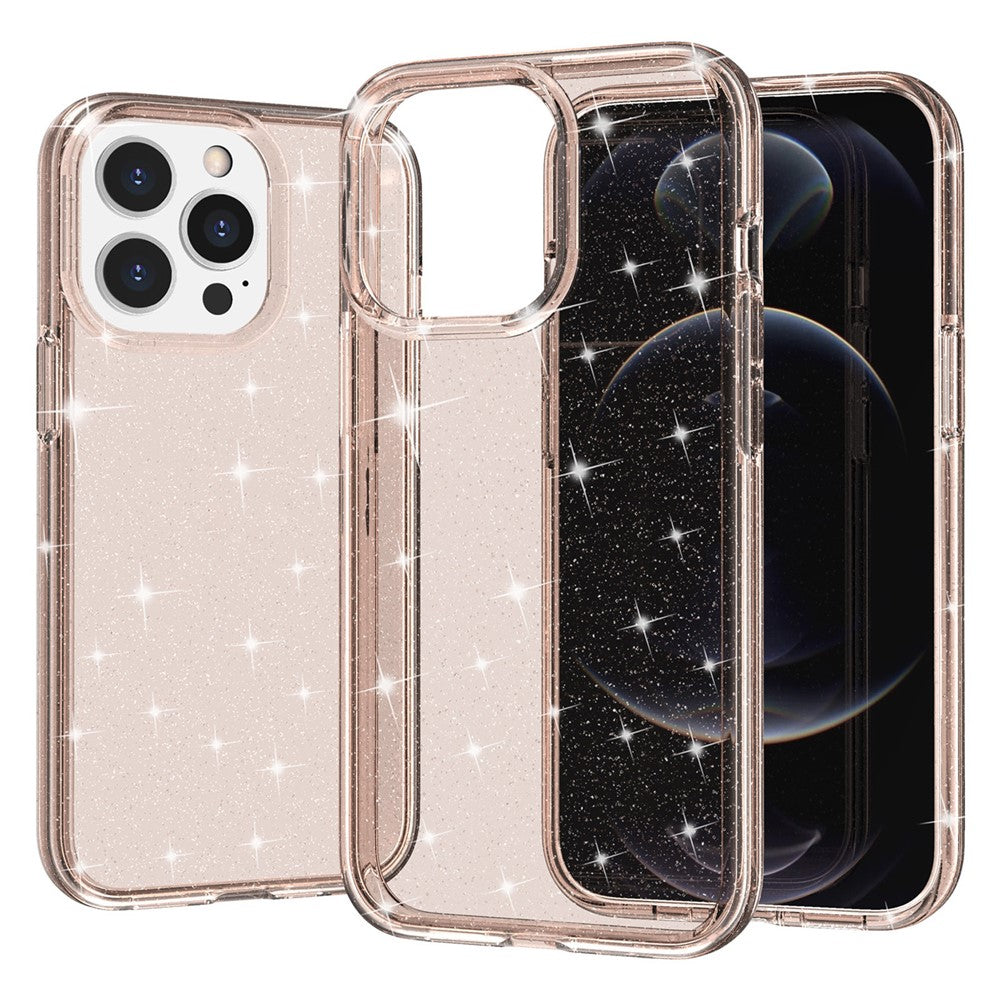 For iPhone 14 Pro Max 6.7 inch Glittery Powder Soft TPU + Hard PC Phone Case Drop-proof Cover