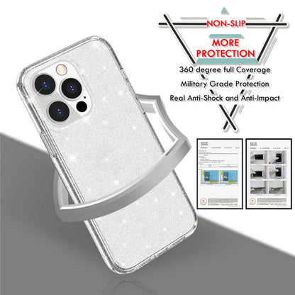 For iPhone 14 Pro Max 6.7 inch Glittery Powder Soft TPU + Hard PC Phone Case Drop-proof Cover