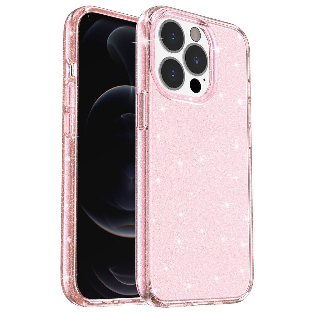 For iPhone 14 Pro Max 6.7 inch Glittery Powder Soft TPU + Hard PC Phone Case Drop-proof Cover