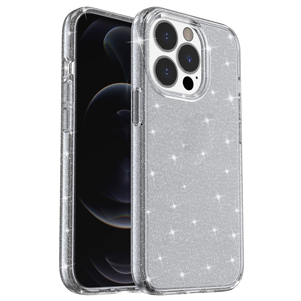 For iPhone 14 Pro Max 6.7 inch Glittery Powder Soft TPU + Hard PC Phone Case Drop-proof Cover