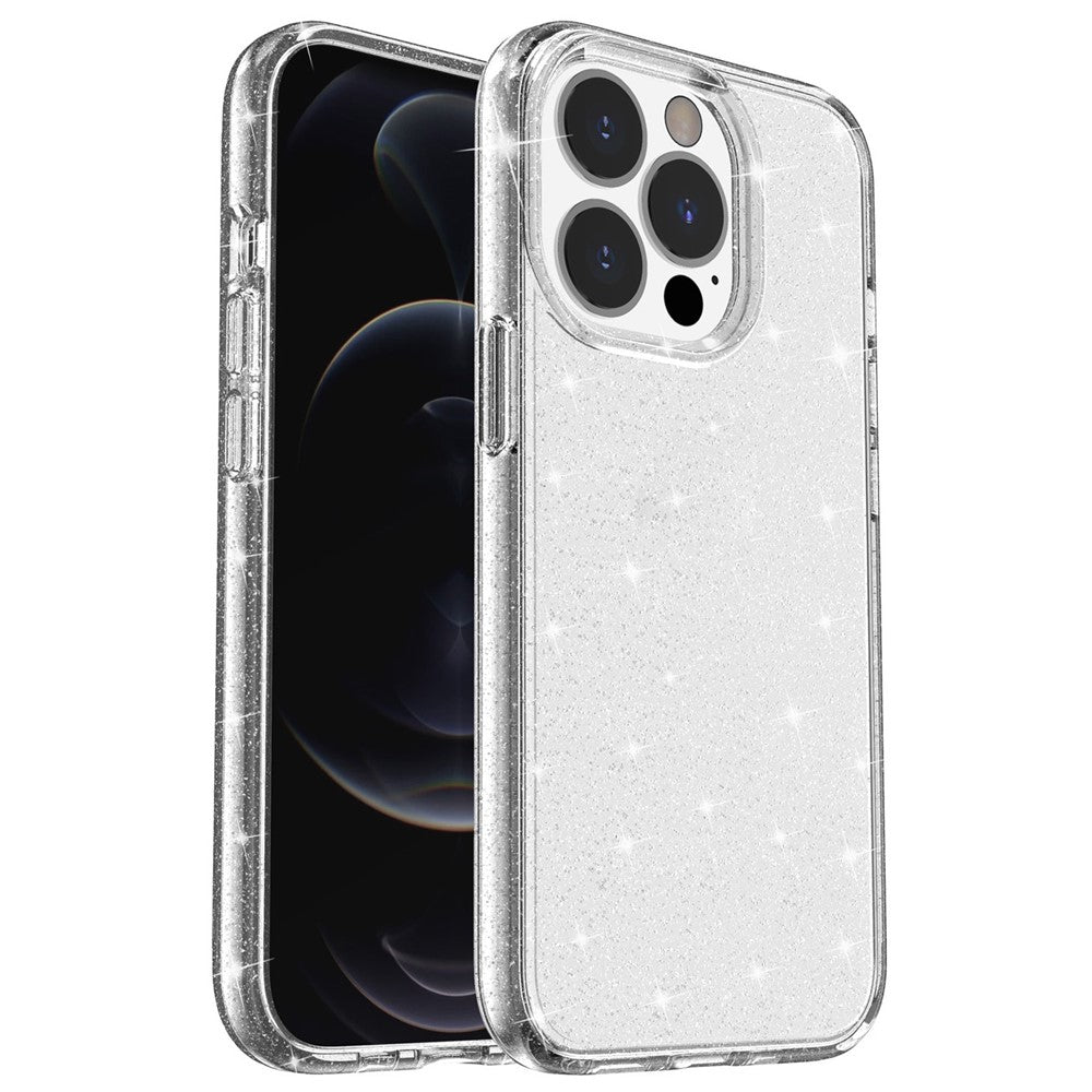 For iPhone 14 Pro Max 6.7 inch Glittery Powder Soft TPU + Hard PC Phone Case Drop-proof Cover