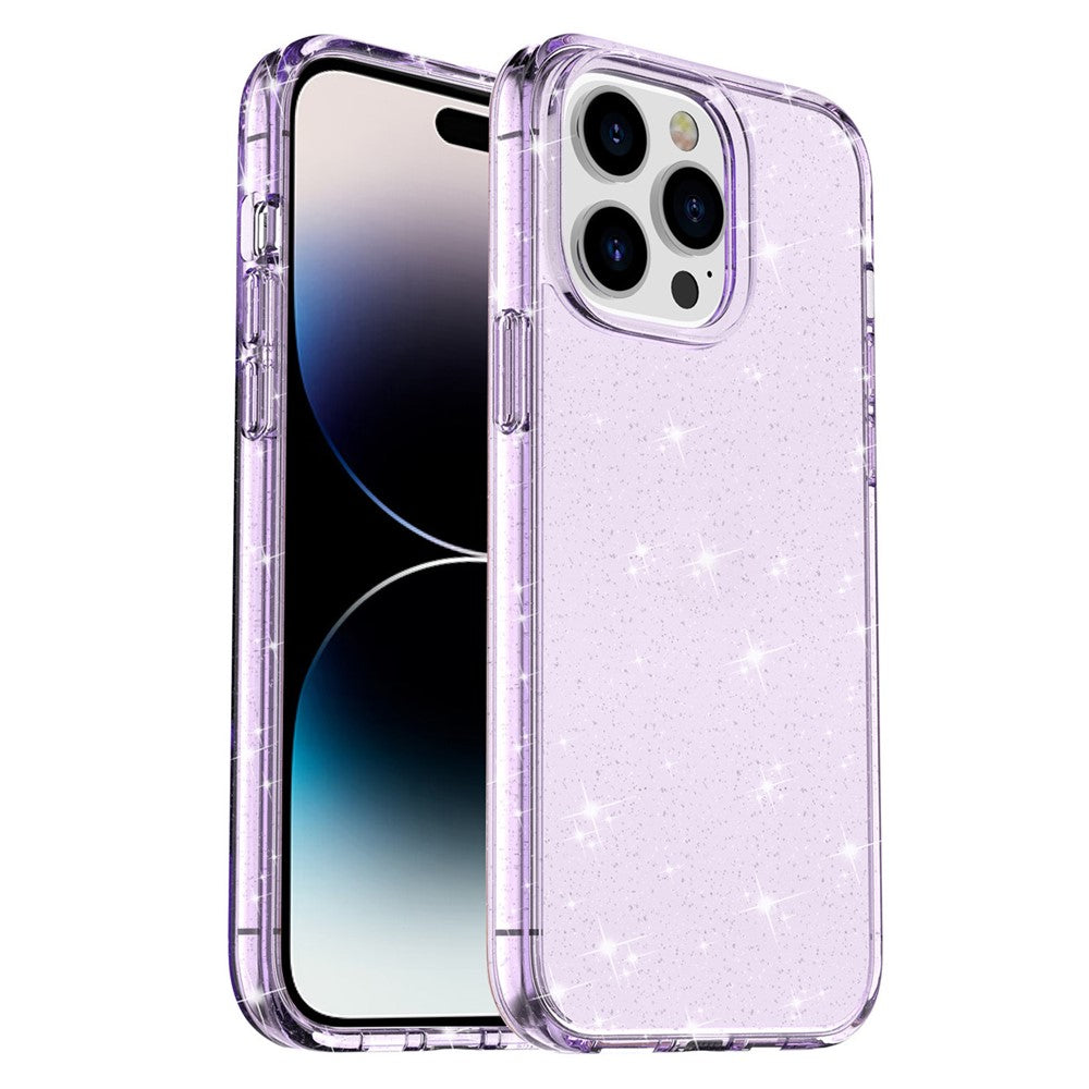 For iPhone 14 Pro Max 6.7 inch Glittery Powder Soft TPU + Hard PC Phone Case Drop-proof Cover