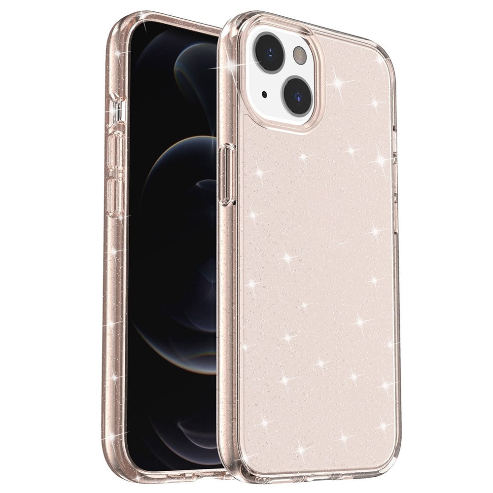 Glittery Powder Soft TPU Hard PC Case for iPhone 14 Plus 6.7 inch, Anti-scratch Protective Phone Cover