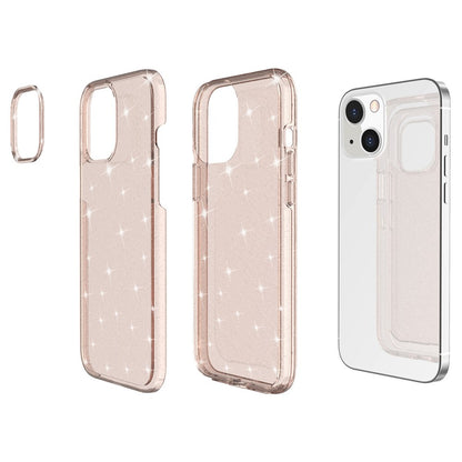 Glittery Powder Soft TPU Hard PC Case for iPhone 14 Plus 6.7 inch, Anti-scratch Protective Phone Cover
