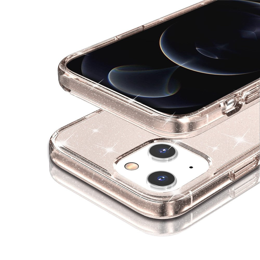 Glittery Powder Soft TPU Hard PC Case for iPhone 14 Plus 6.7 inch, Anti-scratch Protective Phone Cover