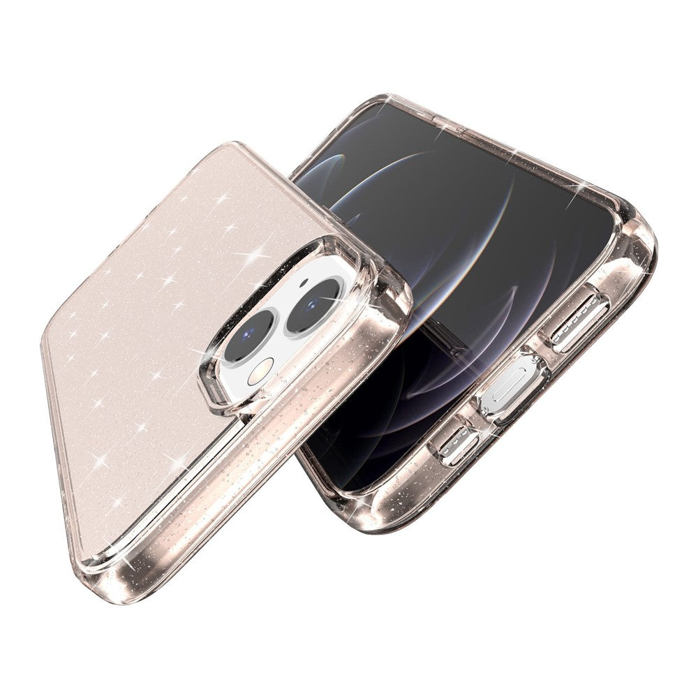 Glittery Powder Soft TPU Hard PC Case for iPhone 14 Plus 6.7 inch, Anti-scratch Protective Phone Cover