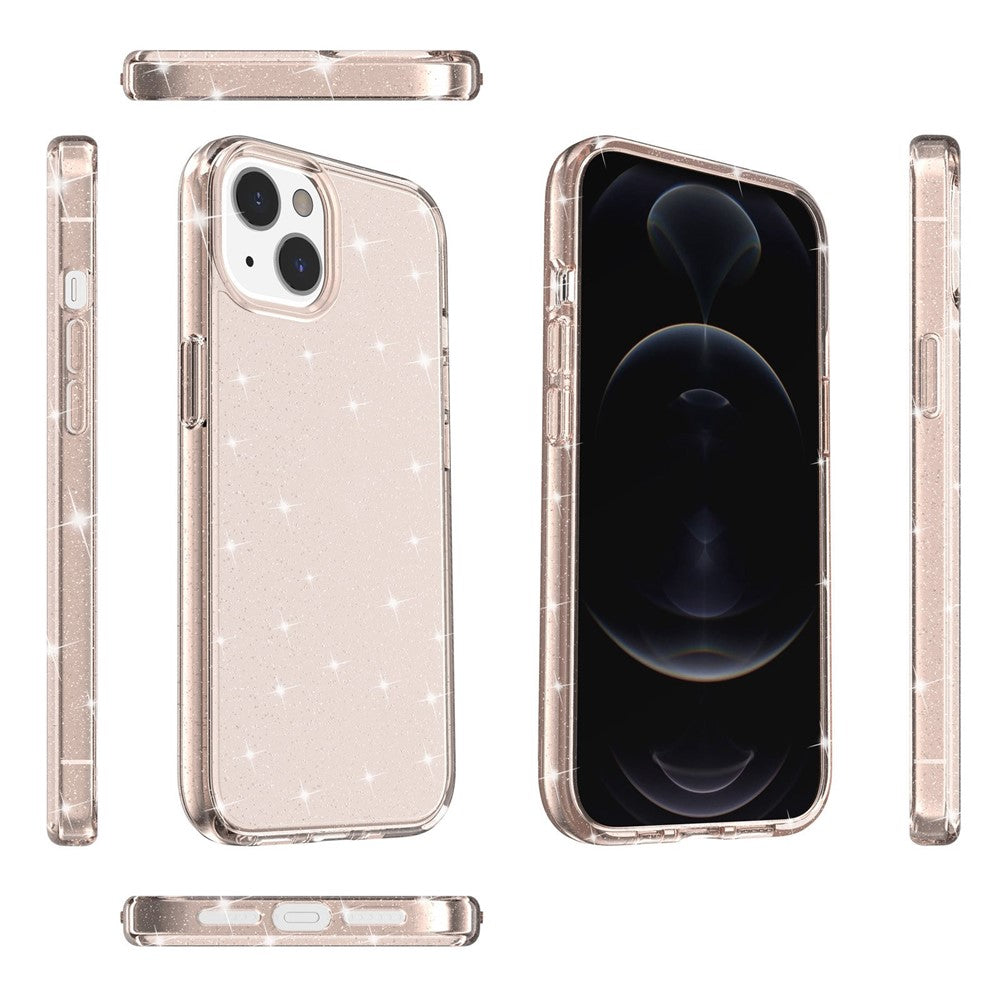 Glittery Powder Soft TPU Hard PC Case for iPhone 14 Plus 6.7 inch, Anti-scratch Protective Phone Cover