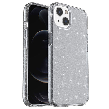 Glittery Powder Soft TPU Hard PC Case for iPhone 14 Plus 6.7 inch, Anti-scratch Protective Phone Cover