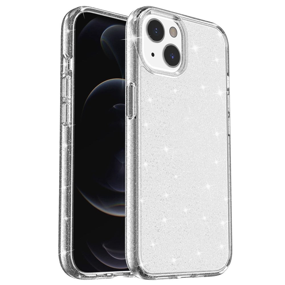 Glittery Powder Soft TPU Hard PC Case for iPhone 14 Plus 6.7 inch, Anti-scratch Protective Phone Cover