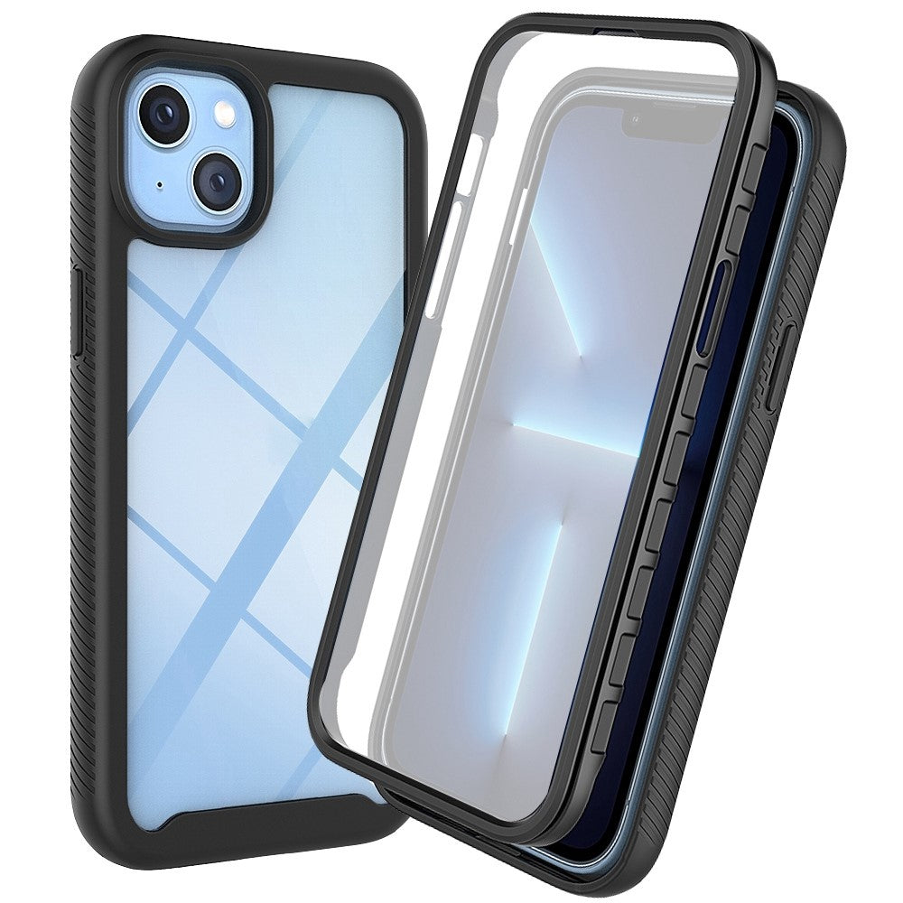For iPhone 14 Plus 6.7 inch 3-in-1 Full Coverage Phone Case PC + TPU Protective Cover with PET Screen Protector