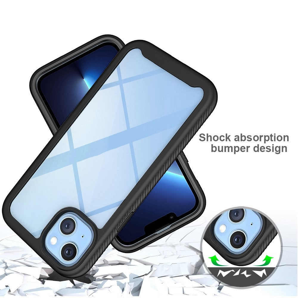 For iPhone 14 Plus 6.7 inch 3-in-1 Full Coverage Phone Case PC + TPU Protective Cover with PET Screen Protector
