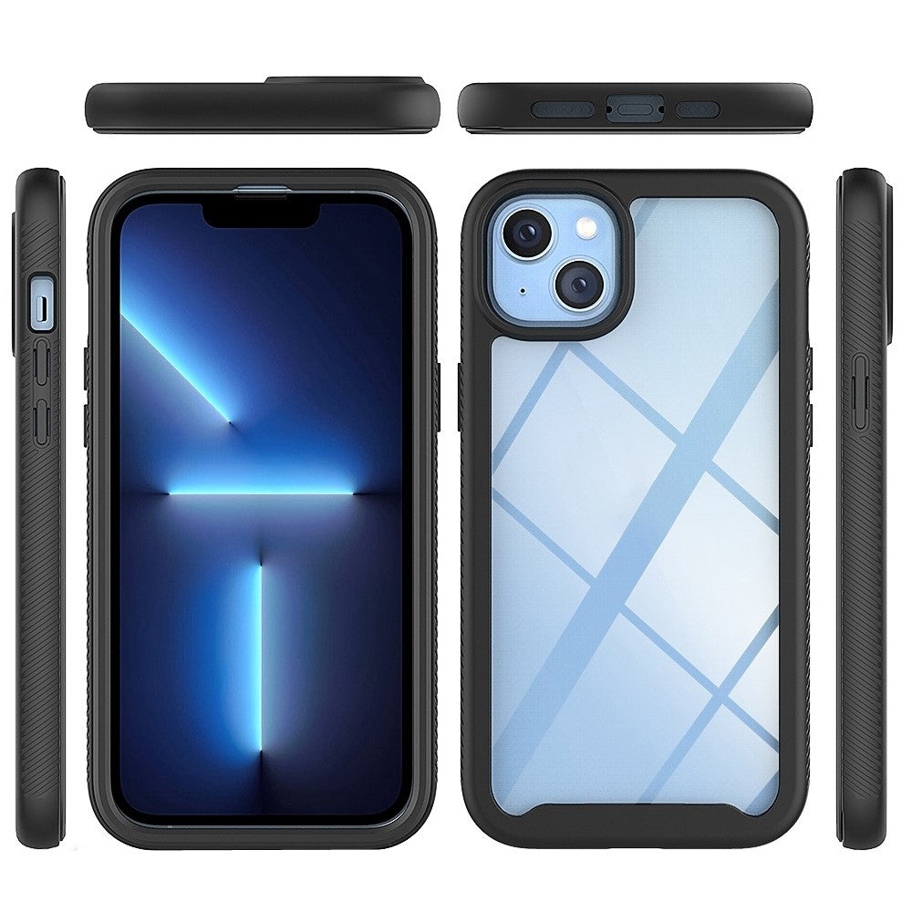 For iPhone 14 Plus 6.7 inch 3-in-1 Full Coverage Phone Case PC + TPU Protective Cover with PET Screen Protector