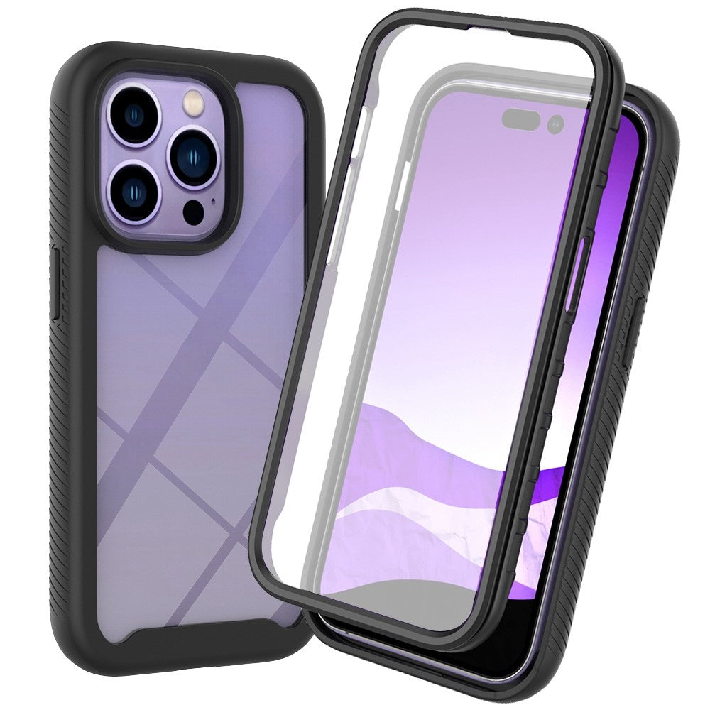 For iPhone 14 Pro Max 6.7 inch PC + TPU Full Protection Phone Case Drop-proof Cover with PET Screen Protector