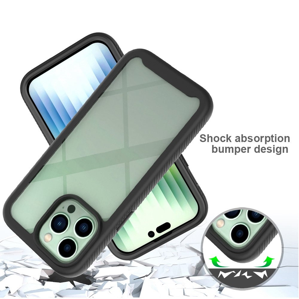 For iPhone 14 Pro Max 6.7 inch PC + TPU Full Protection Phone Case Drop-proof Cover with PET Screen Protector
