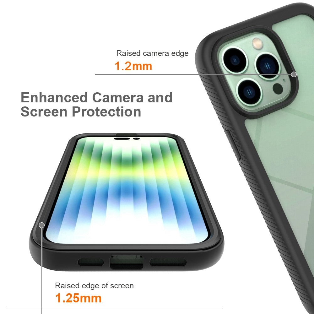 For iPhone 14 Pro Max 6.7 inch PC + TPU Full Protection Phone Case Drop-proof Cover with PET Screen Protector
