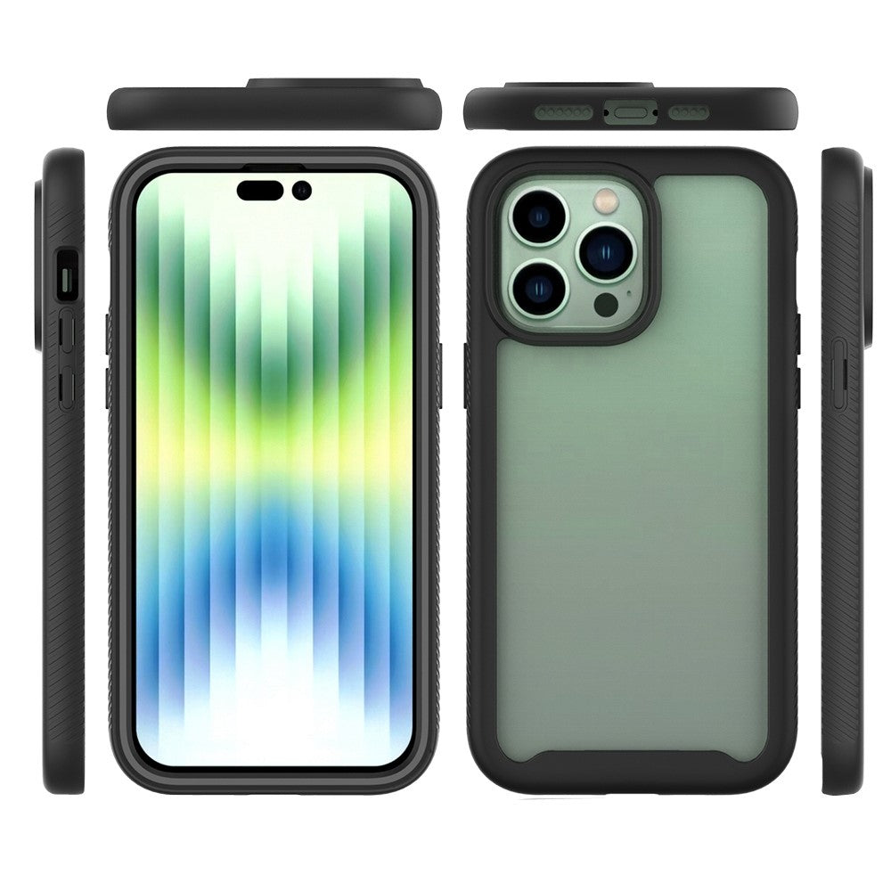 For iPhone 14 Pro Max 6.7 inch PC + TPU Full Protection Phone Case Drop-proof Cover with PET Screen Protector