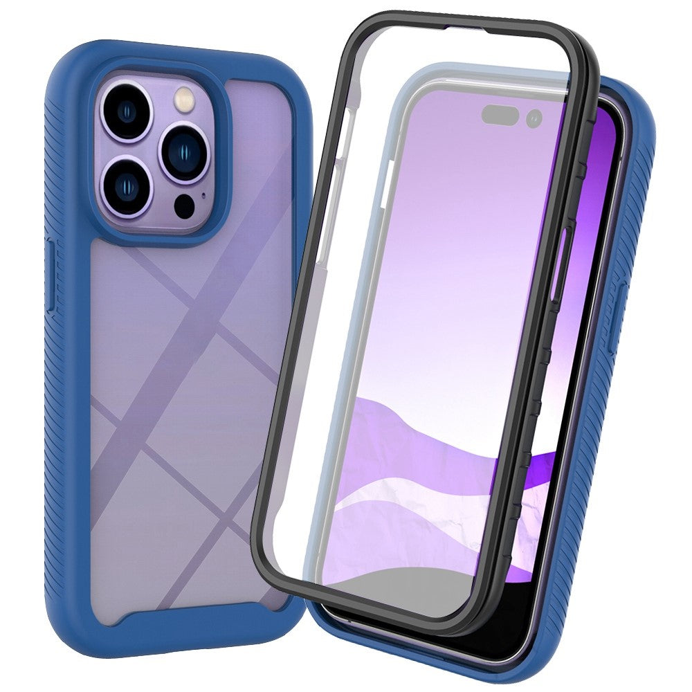 For iPhone 14 Pro Max 6.7 inch PC + TPU Full Protection Phone Case Drop-proof Cover with PET Screen Protector