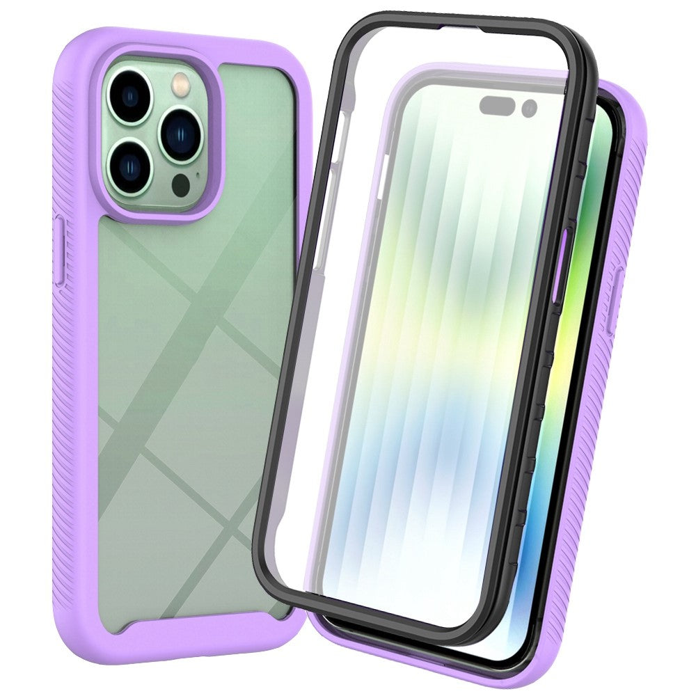 For iPhone 14 Pro Max 6.7 inch PC + TPU Full Protection Phone Case Drop-proof Cover with PET Screen Protector