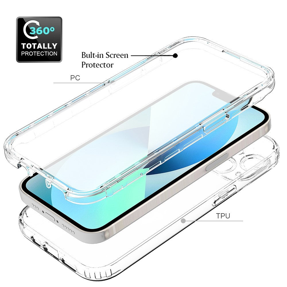 For iPhone 14 Plus 6.7 inch 3-in-1 Hybrid PC + TPU Full Body Protection Cover Gradient Scratch-resistant Phone Shell Case with PET Screen Protector