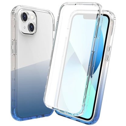 For iPhone 14 Plus 6.7 inch 3-in-1 Hybrid PC + TPU Full Body Protection Cover Gradient Scratch-resistant Phone Shell Case with PET Screen Protector