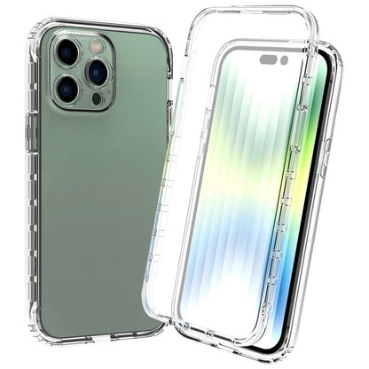 For iPhone 14 Pro Max 6.7 inch 3-in-1 Hybrid PC + TPU Cell Phone Shell Cover Gradient Shockproof Case with PET Screen Protector