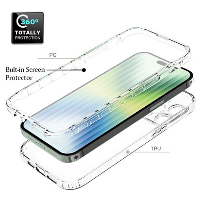 For iPhone 14 Pro Max 6.7 inch 3-in-1 Hybrid PC + TPU Cell Phone Shell Cover Gradient Shockproof Case with PET Screen Protector
