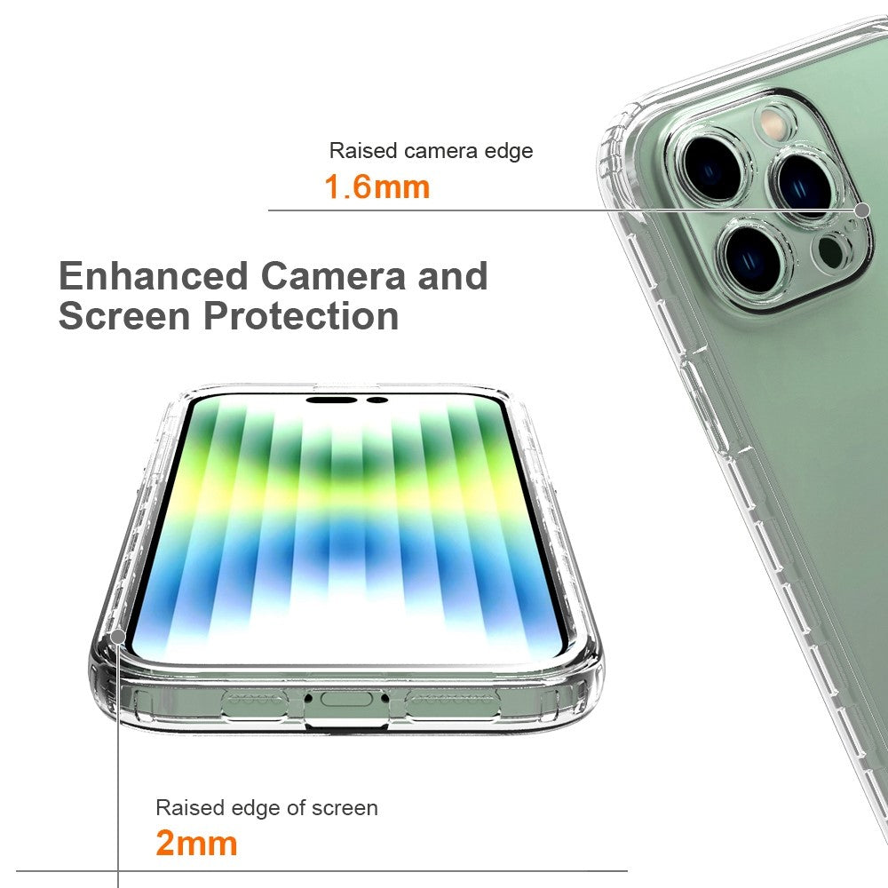 For iPhone 14 Pro Max 6.7 inch 3-in-1 Hybrid PC + TPU Cell Phone Shell Cover Gradient Shockproof Case with PET Screen Protector