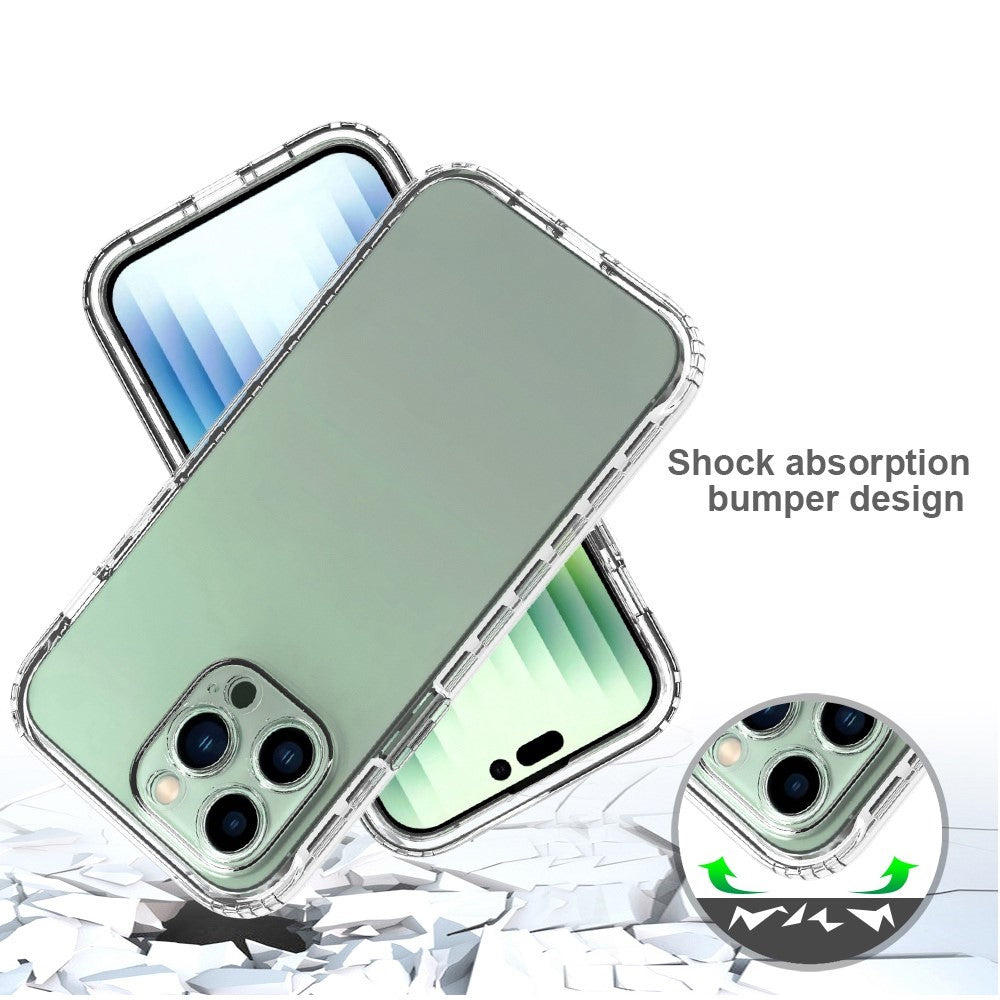 For iPhone 14 Pro Max 6.7 inch 3-in-1 Hybrid PC + TPU Cell Phone Shell Cover Gradient Shockproof Case with PET Screen Protector