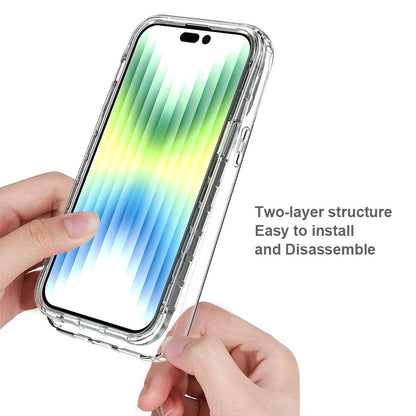 For iPhone 14 Pro Max 6.7 inch 3-in-1 Hybrid PC + TPU Cell Phone Shell Cover Gradient Shockproof Case with PET Screen Protector