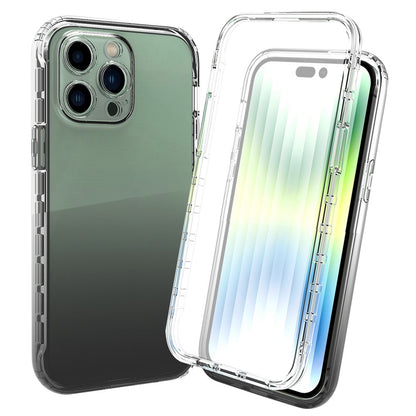 For iPhone 14 Pro Max 6.7 inch 3-in-1 Hybrid PC + TPU Cell Phone Shell Cover Gradient Shockproof Case with PET Screen Protector