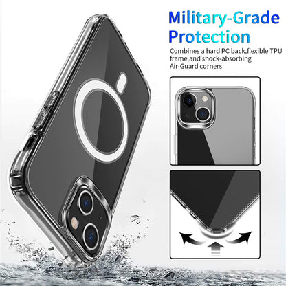 For iPhone 14 6.1 inch Wireless Charging Hard Acrylic+Soft TPU Phone Case Corner Protection High Impact Protective Clear Shell