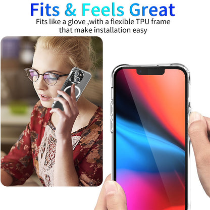 For iPhone 14 6.1 inch Wireless Charging Hard Acrylic+Soft TPU Phone Case Corner Protection High Impact Protective Clear Shell