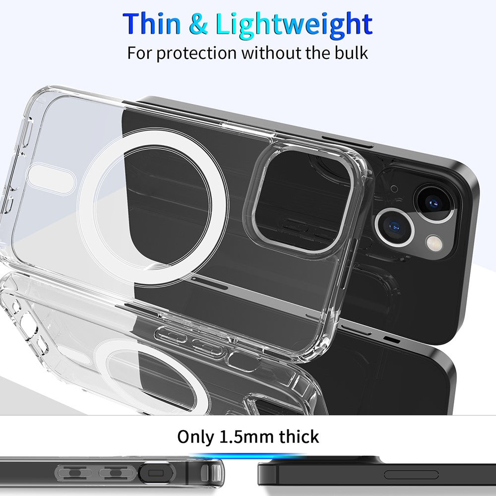 For iPhone 14 6.1 inch Wireless Charging Hard Acrylic+Soft TPU Phone Case Corner Protection High Impact Protective Clear Shell