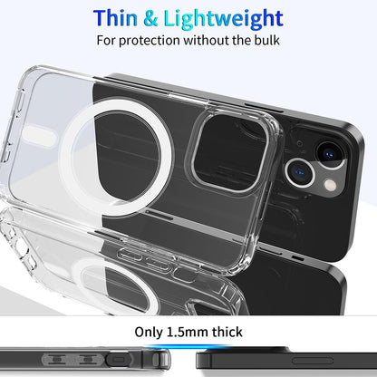 For iPhone 14 6.1 inch Wireless Charging Hard Acrylic+Soft TPU Phone Case Corner Protection High Impact Protective Clear Shell