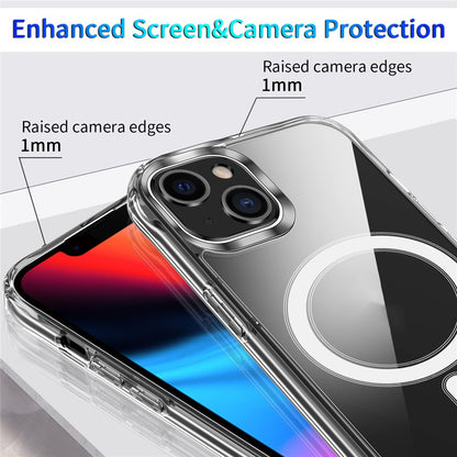 For iPhone 14 6.1 inch Wireless Charging Hard Acrylic+Soft TPU Phone Case Corner Protection High Impact Protective Clear Shell