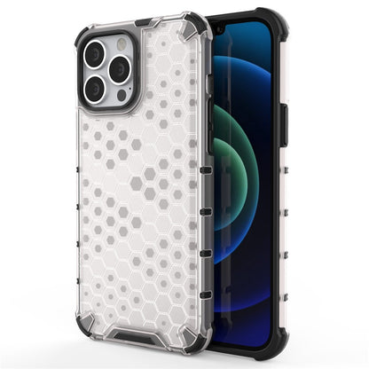 For iPhone 14 Pro Max 6.7 inch Honeycomb Textured Anti-scratch Cover TPU + PC Dual Layer Protection Phone Case