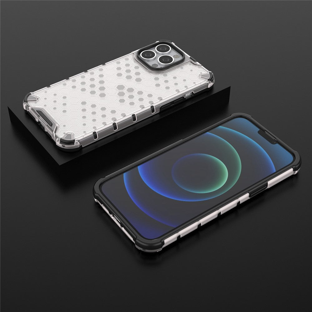 For iPhone 14 Pro Max 6.7 inch Honeycomb Textured Anti-scratch Cover TPU + PC Dual Layer Protection Phone Case