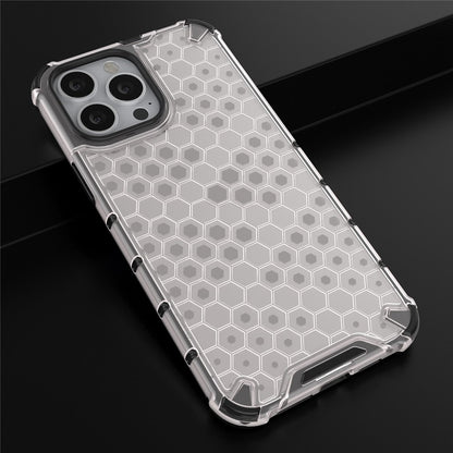 For iPhone 14 Pro Max 6.7 inch Honeycomb Textured Anti-scratch Cover TPU + PC Dual Layer Protection Phone Case