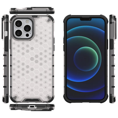 For iPhone 14 Pro Max 6.7 inch Honeycomb Textured Anti-scratch Cover TPU + PC Dual Layer Protection Phone Case