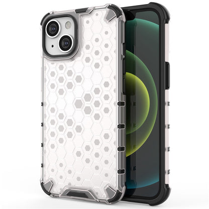 Honeycomb Textured Shockproof Phone Case for iPhone 14 Plus 6.7 inch, Soft TPU + Hard PC Back Cover
