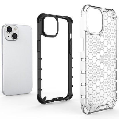Honeycomb Textured Shockproof Phone Case for iPhone 14 Plus 6.7 inch, Soft TPU + Hard PC Back Cover